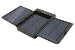 ソーラーパネル搭載モデル/手のひらボディの大容量モデル、モバイル機器向けバッテリ2製品