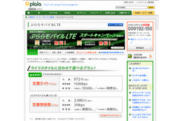 NTTぷらら、通信容量制限なしで月額2,980円のLTEプランを提供へ 画像