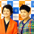 ジェットスター・ジャパンの鈴木みゆき社長（左）と昭和女子大学の坂東眞理子学長