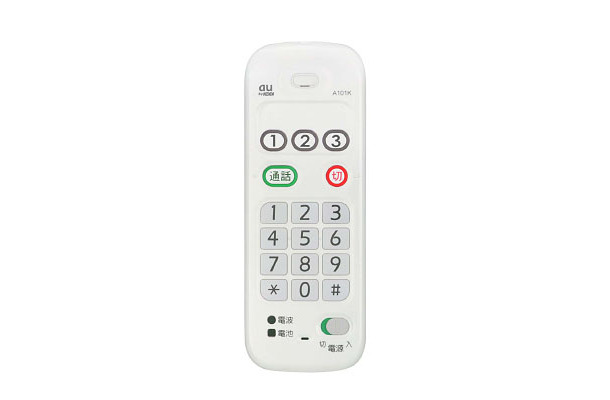 　KDDIと沖縄セルラーは、シニア層をターゲットにした操作が簡単な携帯電話「簡単ケータイS A101K」を発表した。10月中旬から全国で販売する。通話のみの利用に機能を絞り、液晶ディスプレイは搭載せず、最低限のボタンしかないのが特徴だ。