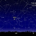 ペルセウス座流星群（8月14日0時ごろの東京の空）