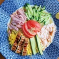 肉菜汁餃子　餃一郎「夏野菜とうなぎの冷やし中華」