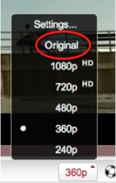 4K閲覧の際は、動画サイズのプルダウンにて「Original」を選択