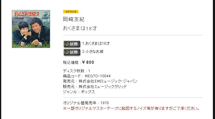 ジャケットも懐かしい。それぞれの曲の試聴も可能となっている