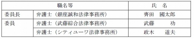 社外有識者検証委員会メンバー