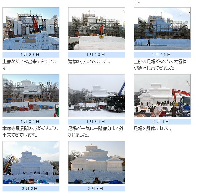 雪像製作のようす