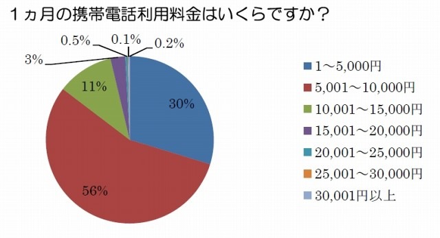 １ヵ月の携帯電話利用料