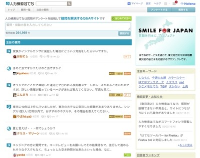 「人力検索はてな」トップページ