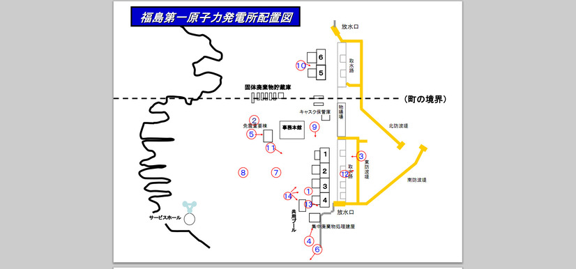 福島第一原子力発電所 配置図