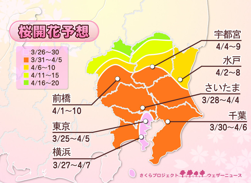 関東地方の開花予想