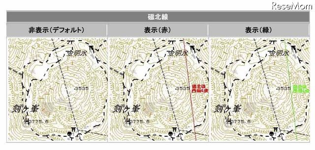 オンデマンド地形図（磁北線表示・非表示）