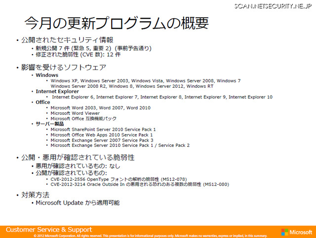 12月の月例セキュリティ情報の概要