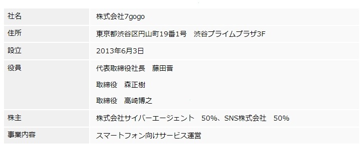 株式会社7gogo概要