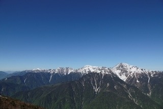 初夏の南アルプス白根三山（撮影：広瀬和弘）