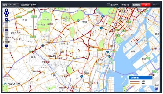 渋滞情報の表示も可能で、運行センターなどで事前に遅延を把握して、取引先への連絡や迂回路の提案ができる（画像はプレスリリースより）