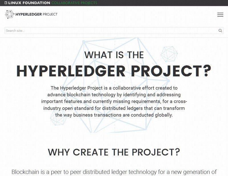 「Hyperledger Project」サイトトップページ