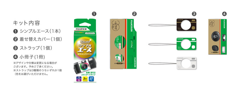 初代「写ルンです」に着せ替えカバーなどが付属する