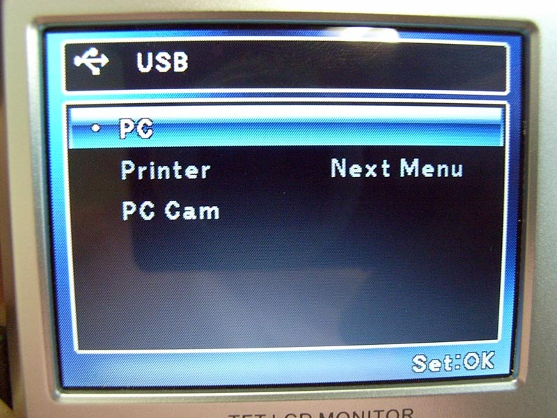 webカメラ設定画面（「PC CAM」を選択）