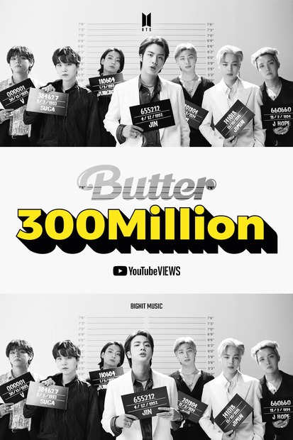 BTS、「Butter」MV再生数3億回突破