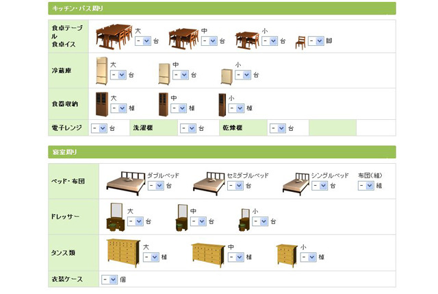 冷蔵庫は小っとー。ダブルベッドとか一生縁がなさそうだ。布団は何組か数字で選択する。