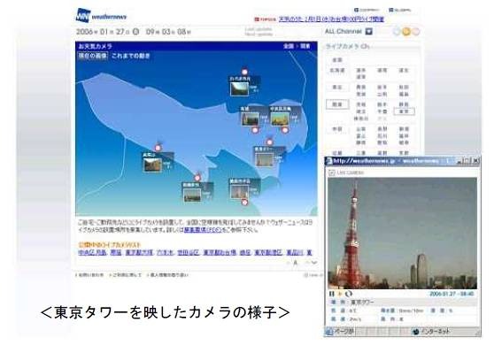 東京タワーを映したカメラの様子