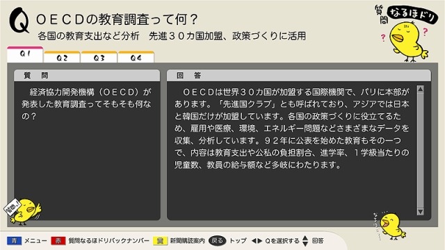 「質問なるほドリ」画面