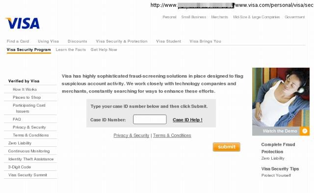 VISAを騙るフィッシングサイト