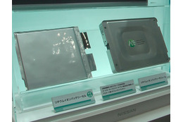 【スマートグリッドEXPO】NEC、日産リーフのラミネート型バッテリーセルを展示 画像