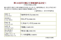 第145回芥川、直木賞の候補作発表！現役大学生の水原さん初ノミネート 画像