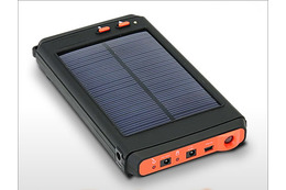 ソーラー・車載シガーソケット・コンセントの3種類で蓄電できるモバイルバッテリ 画像
