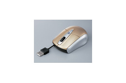 ゴールドを含めたカラー6色のUSB接続マウス——ケーブル巻き取り収納可能 画像