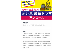 テレ東、深夜ドラマアンコール放送に向け見たい作品のアンケート実施中 画像