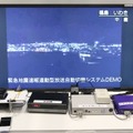 「災害速報表示対応自動販売機」化するためのオプション一式。NHKの速報画面を表示することについては協議済みという。街角のあちこちで正確な情報を把握できる（撮影：防犯システム取材班）