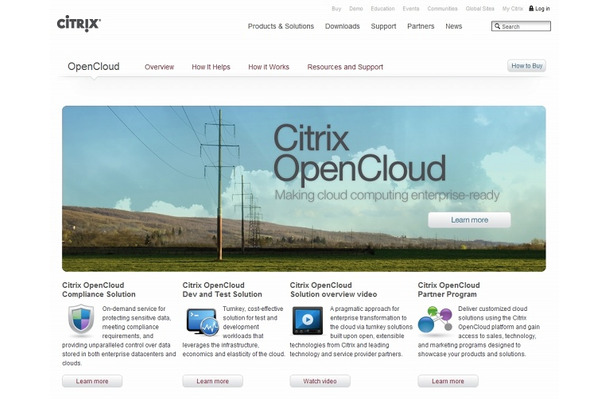 「Citrix OpenCloudプラットフォーム」紹介サイト（画像）