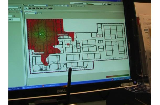 ヒートマップ状に色分けして電波の到達範囲を表示