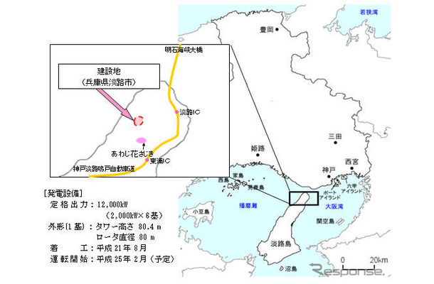 関西電力のグループ、関電エネルギー開発は、淡路風力発電事業を1年先送りした。