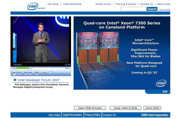 　米インテルは、中国・北京で開催されている「IDF 2007」の基調講演をWebcast配信している。