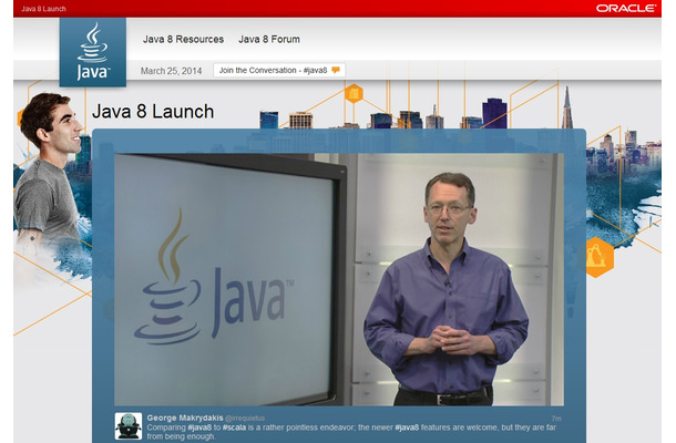 「Java 8 Launch」のLive Webcastページ