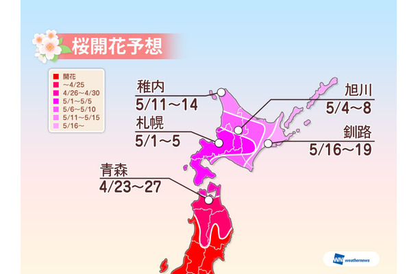 ゴールデンウィークの開花予想