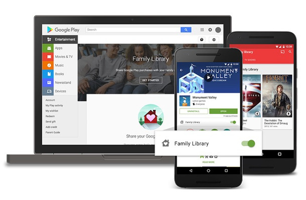 米Google、アプリやコンテンツを6人で共有できる「Google Play Family Library」発表