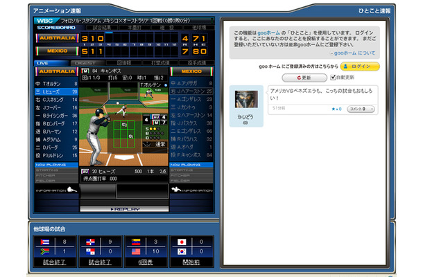 「gooスポーツ」の「WBC特集」