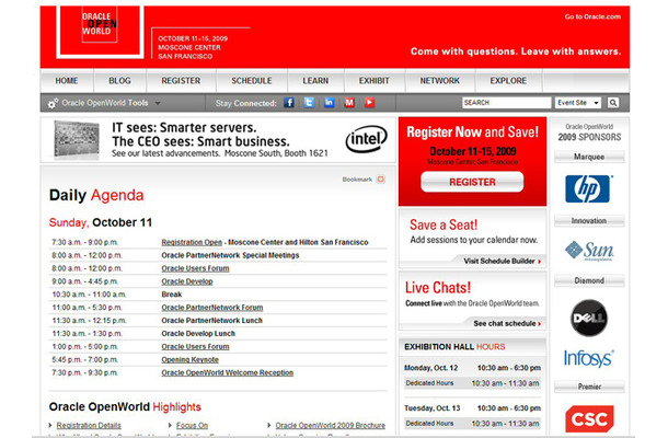 「Oracle OpenWorld 2009」特設サイト