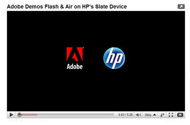 デモ映像のオープニングには米Adobeと米HPのロゴマークが映し出される