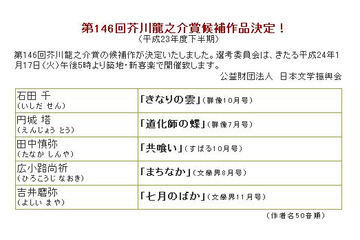 芥川賞・直木賞候補作発表、「ハゲタカ」真山仁氏も直木賞候補に  画像