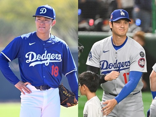 山本由伸(左)と大谷翔平